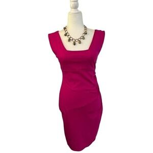 Express Y2K Pink Bodycon Dress Square Neck Ruched Sheath Club Party Feminine4